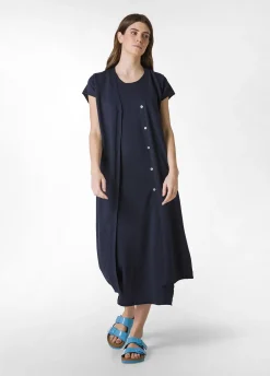 DEHA Vestiti, Gonne E Tute*Abito In Maglia Misto Lino Blu