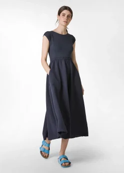 DEHA Vestiti, Gonne E Tute*Abito Lungo Jersey E Lino Blu