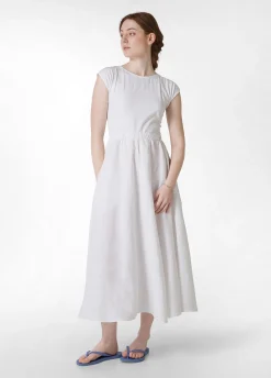 DEHA Vestiti, Gonne E Tute*Abito Lungo Jersey E Lino Bianco