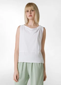 DEHA Top & T-Shirts*Blusa Con Inserto In Lino Bianco