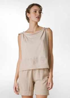 DEHA Top & T-Shirts*Blusa Con Inserto In Lino Beige