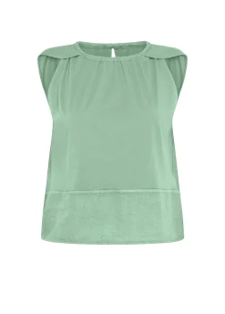 DEHA Top & T-Shirts*Blusa Con Inserto In Lino Verde
