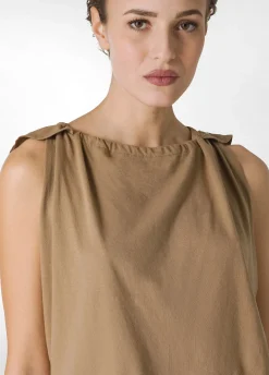 DEHA Top & T-Shirts*Blusa Con Inserto In Lino Marrone