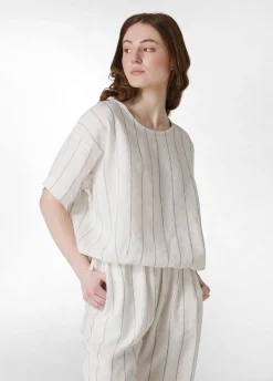 DEHA Camicie & Bluse*Blusa In Lino Gessato Bianco