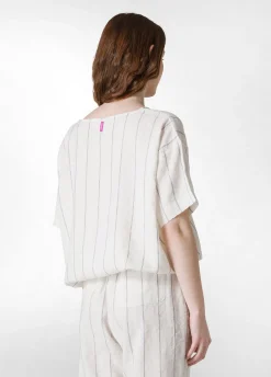 DEHA Camicie & Bluse*Blusa In Lino Gessato Bianco