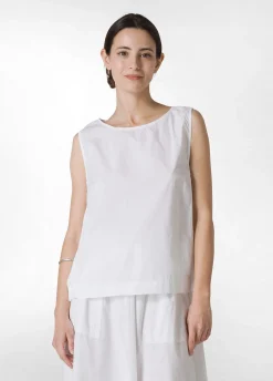 DEHA Camicie & Bluse*Blusa Smanicata In Popeline E Raso Bianco