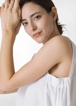 DEHA Camicie & Bluse*Blusa Smanicata In Popeline E Raso Bianco