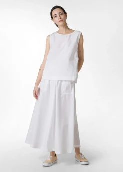 DEHA Camicie & Bluse*Blusa Smanicata In Popeline E Raso Bianco