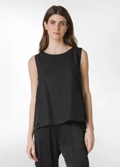 DEHA Camicie & Bluse*Blusa Smanicata In Popeline E Raso Nero