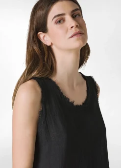 DEHA Top & T-Shirts*Canotta Sfrangiata In Lino Nero