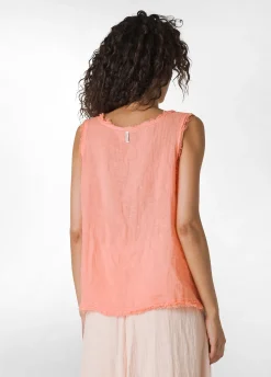 DEHA Top & T-Shirts*Canotta Sfrangiata In Lino Arancio