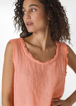 DEHA Top & T-Shirts*Canotta Sfrangiata In Lino Arancio