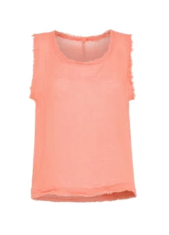 DEHA Top & T-Shirts*Canotta Sfrangiata In Lino Arancio