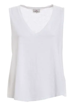 DEHA Top & T-Shirts*Canotta Svasata In Jersey Fiammato Bianco