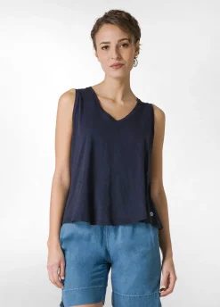 DEHA Top & T-Shirts*Canotta Svasata In Jersey Fiammato Blu