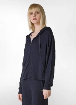 DEHA Felpe & Maglieria*Felpa Comfort Di Viscosa Zip E Cappuccio Blu