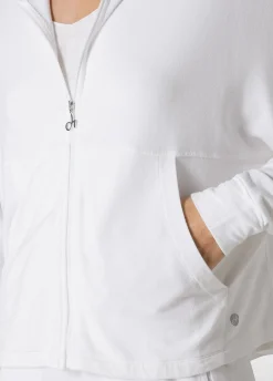 DEHA Felpe & Maglieria*Felpa Comfort Di Viscosa Zip E Cappuccio Bianco