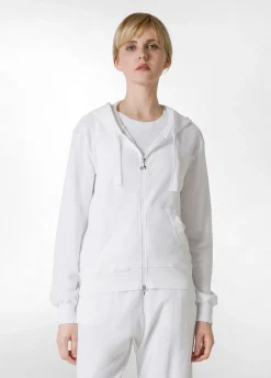 DEHA Felpe & Maglieria*Felpa In Spugna Zip E Cappuccio Bianco