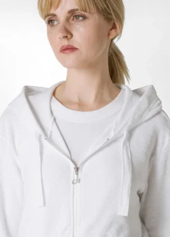DEHA Felpe & Maglieria*Felpa In Spugna Zip E Cappuccio Bianco