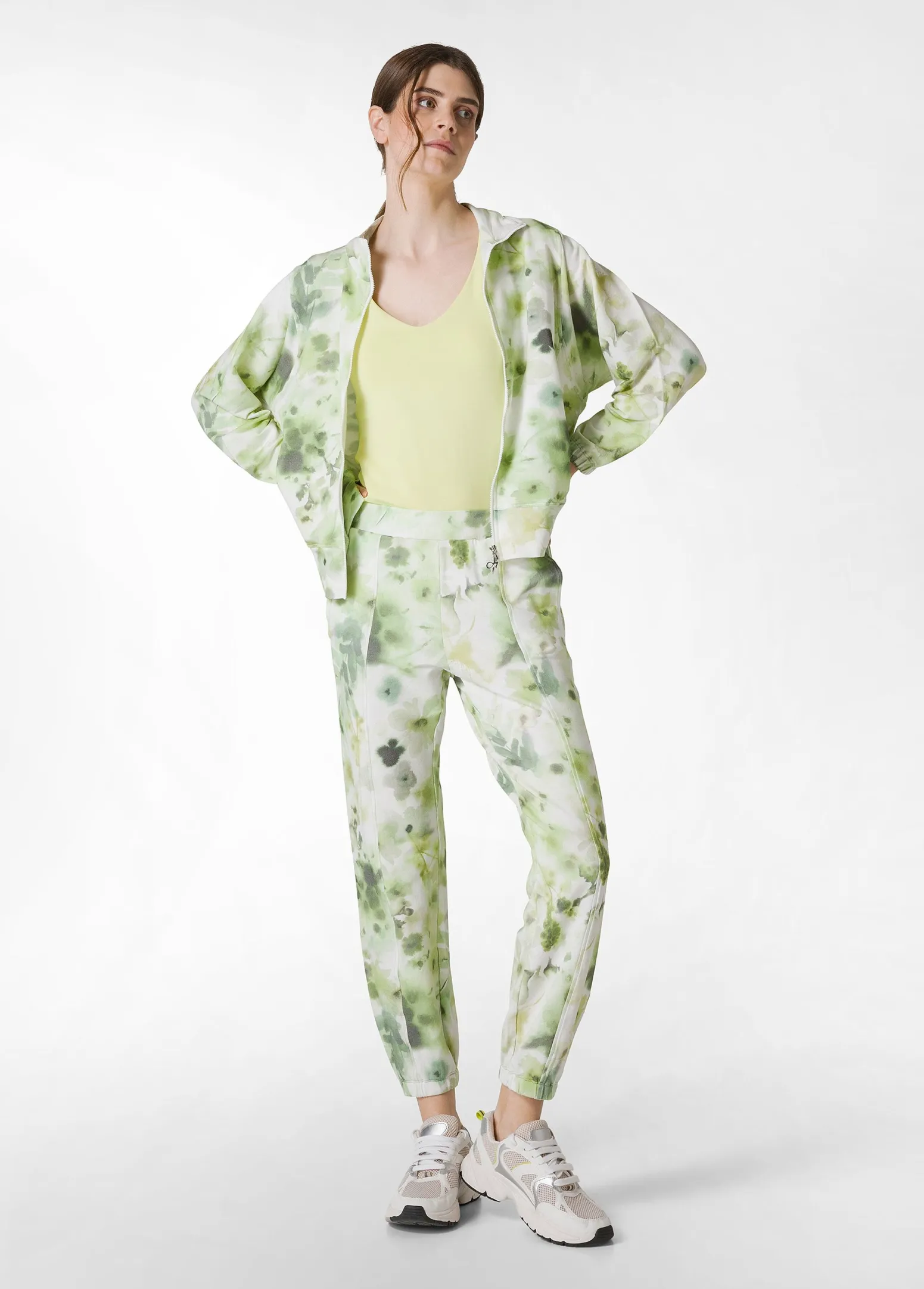 DEHA Felpe & Maglieria*Felpa Leggera Misto Viscosa Stampata Con Zip Verde