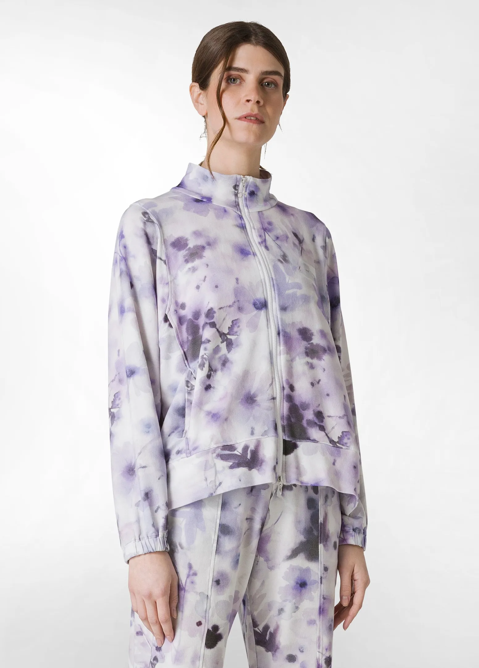 DEHA Felpe & Maglieria*Felpa Leggera Misto Viscosa Stampata Con Zip Viola