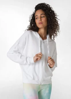 DEHA Felpe & Maglieria*Felpa Organica Ampia Zip E Cappuccio Bianco