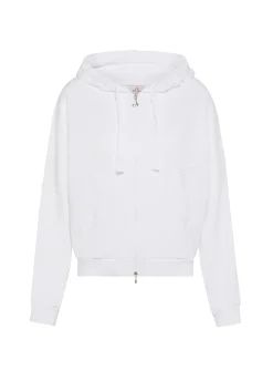 DEHA Felpe & Maglieria*Felpa Organica Ampia Zip E Cappuccio Bianco