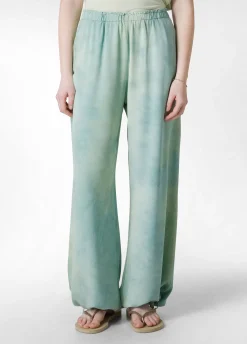 DEHA Pantaloni*Panta Palazzo In Twill Effetto Batik Verde