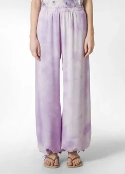 DEHA Pantaloni*Panta Palazzo In Twill Effetto Batik Viola