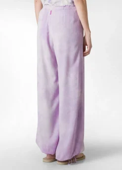 DEHA Pantaloni*Panta Palazzo In Twill Effetto Batik Viola