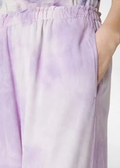DEHA Pantaloni*Panta Palazzo In Twill Effetto Batik Viola