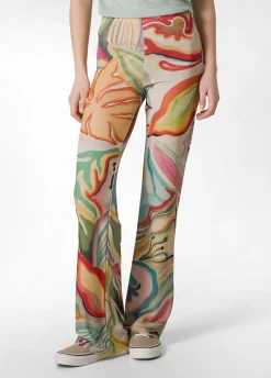 DEHA Pantaloni*Pantalone A Zampa Stampato Vita Alta Verde
