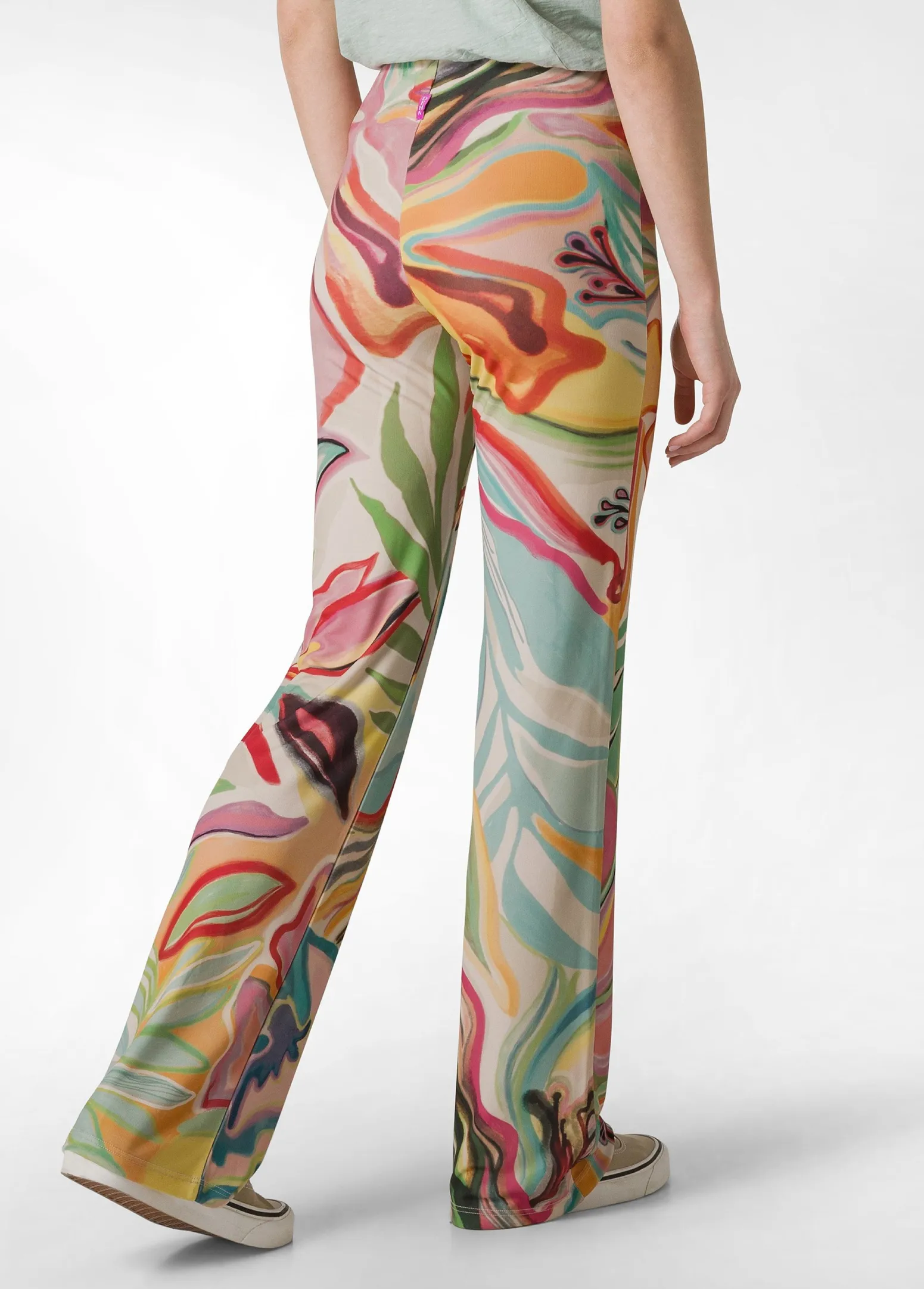 DEHA Pantaloni*Pantalone A Zampa Stampato Vita Alta Verde