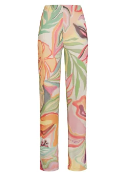 DEHA Pantaloni*Pantalone A Zampa Stampato Vita Alta Verde