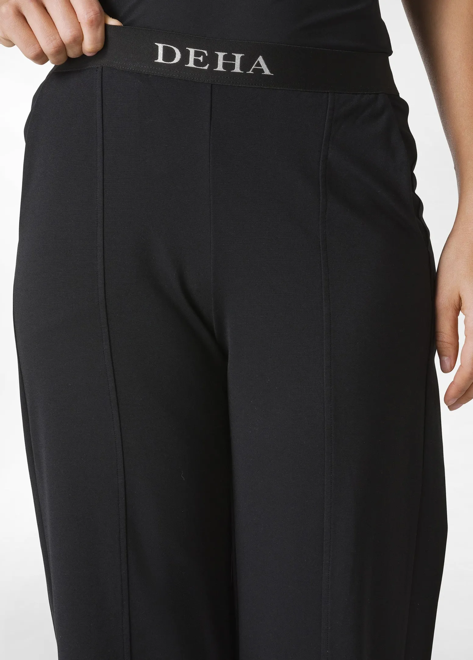DEHA Pantaloni*Pantalone Ampio Leggero In Punto Milano Nero