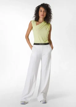 DEHA Pantaloni*Pantalone Ampio Leggero In Punto Milano Bianco
