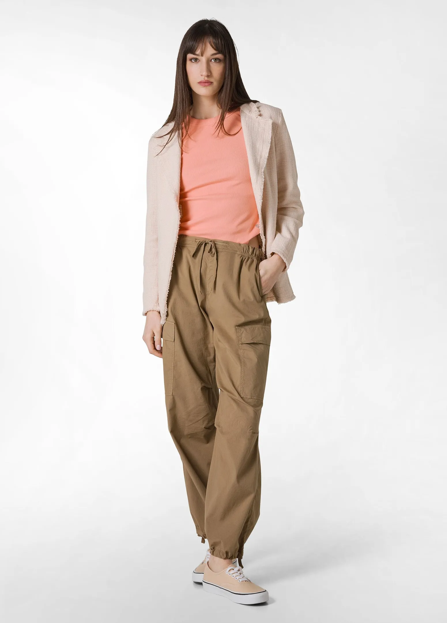 DEHA Pantaloni*Pantalone Cargo In Popeline Marrone