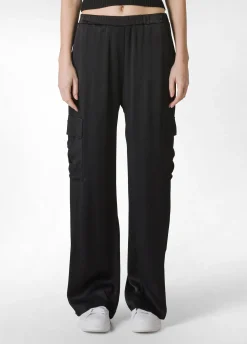 DEHA Pantaloni*Pantalone Cargo In Raso Nero