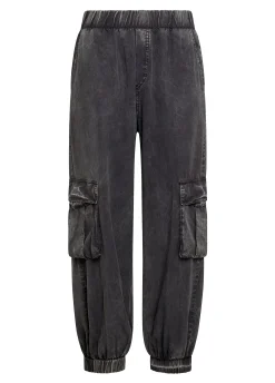 DEHA Pantaloni*Pantalone Cargo In Tencel Effetto Marmo Nero