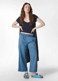 DEHA Pantaloni*Pantalone Cropped In Denim Lyocell Blu