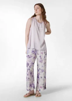 DEHA Pantaloni*Pantalone Cropped In Raso Stampato Viola
