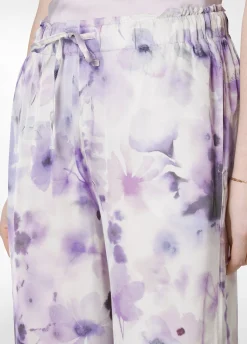 DEHA Pantaloni*Pantalone Cropped In Raso Stampato Viola