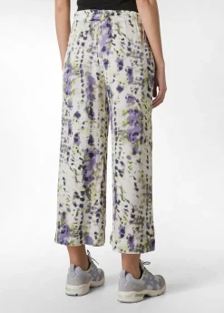 DEHA Pantaloni*Pantalone Cropped In Raso Stampato Viola