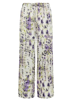 DEHA Pantaloni*Pantalone Cropped In Raso Stampato Viola