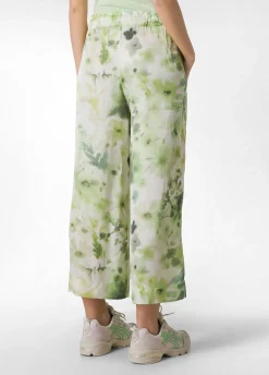 DEHA Pantaloni*Pantalone Cropped In Raso Stampato Verde