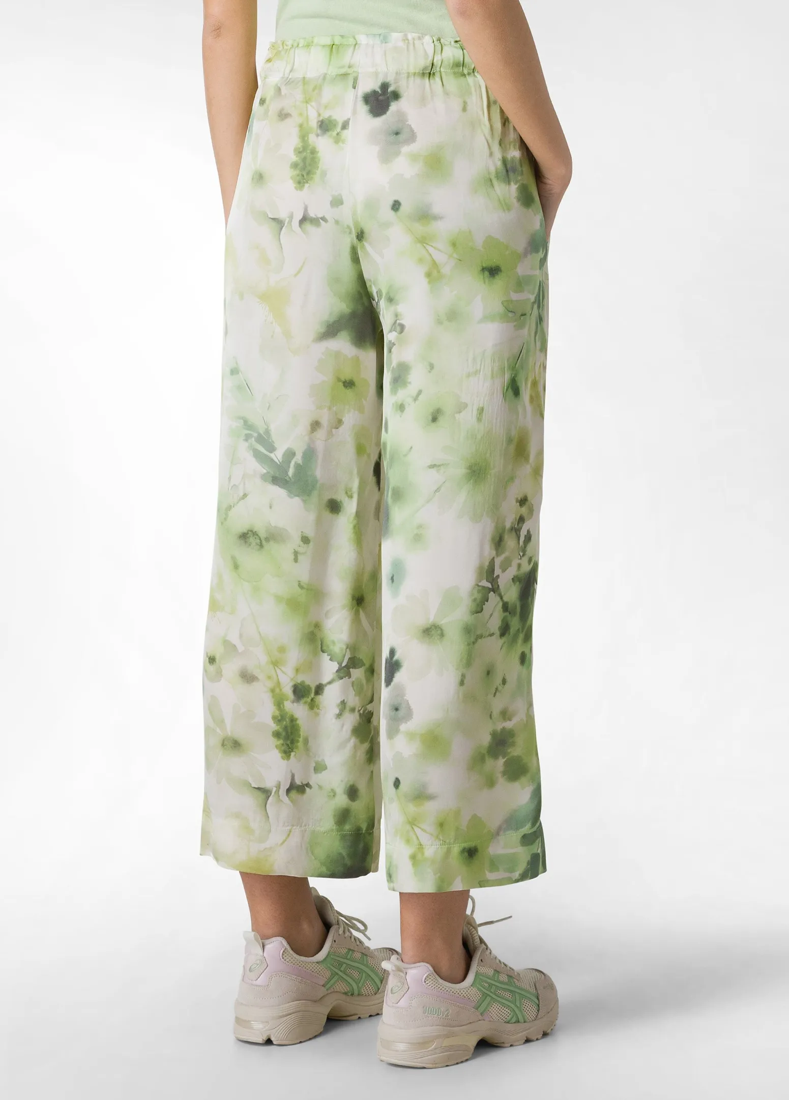 DEHA Pantaloni*Pantalone Cropped In Raso Stampato Verde