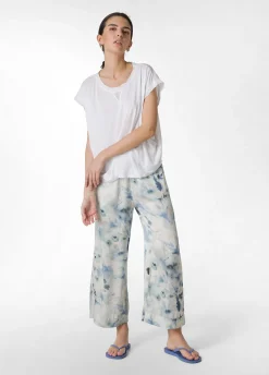 DEHA Pantaloni*Pantalone Cropped In Raso Stampato Blu