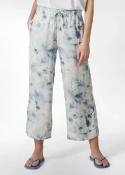 DEHA Pantaloni*Pantalone Cropped In Raso Stampato Blu
