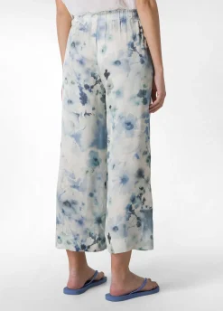 DEHA Pantaloni*Pantalone Cropped In Raso Stampato Blu