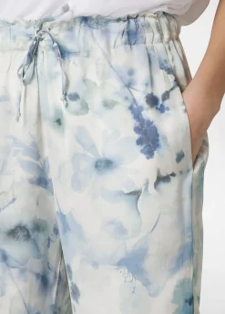 DEHA Pantaloni*Pantalone Cropped In Raso Stampato Blu
